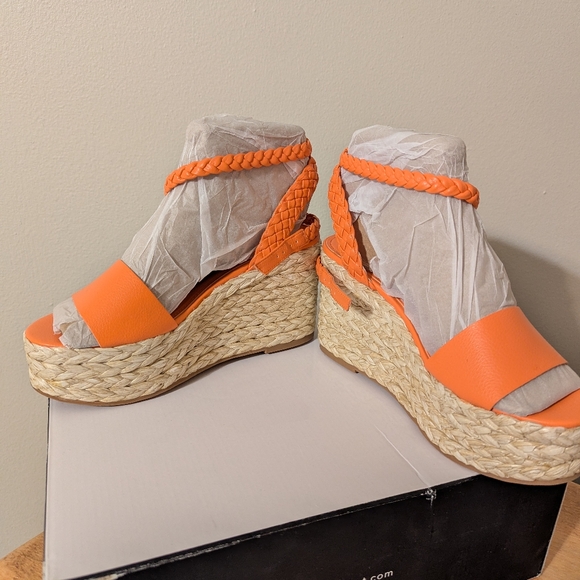 Nine West Keily Orange Espadrille Wedge Sandals - NWB! - Picture 8 of 14